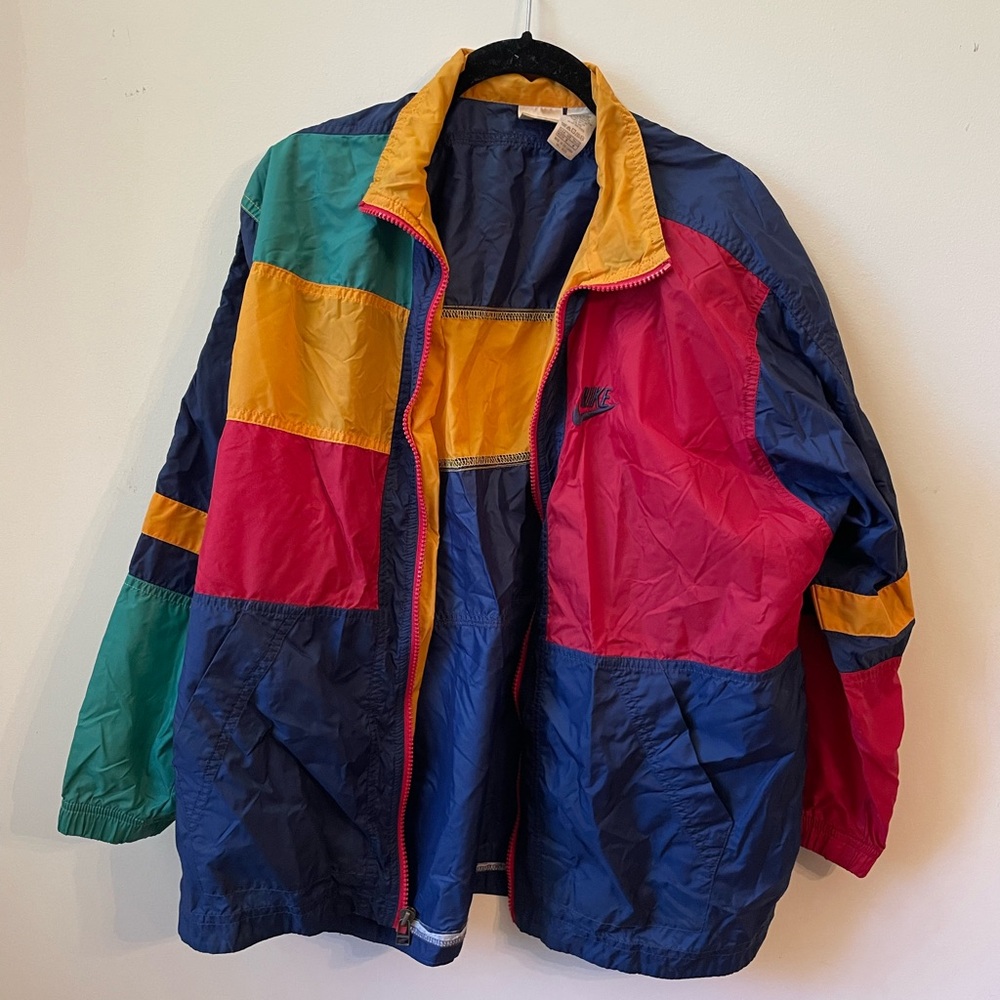 Nike Windbreaker Jacket - Navy, Yellow, Green, & Red Colorblock